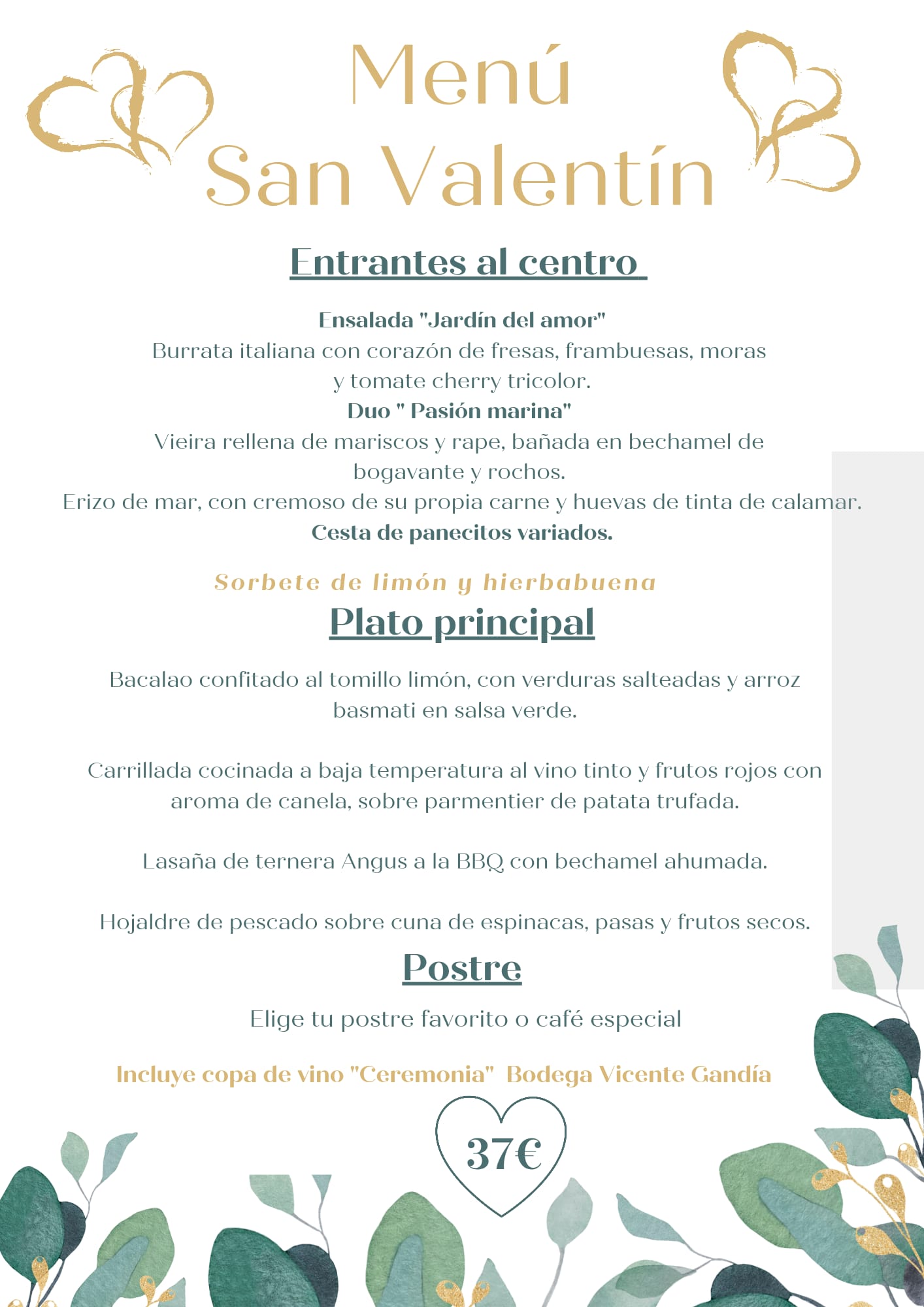 Menú San Valentín 2026